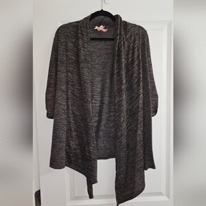 Women's Gray Open-Front Sweater Cardigan